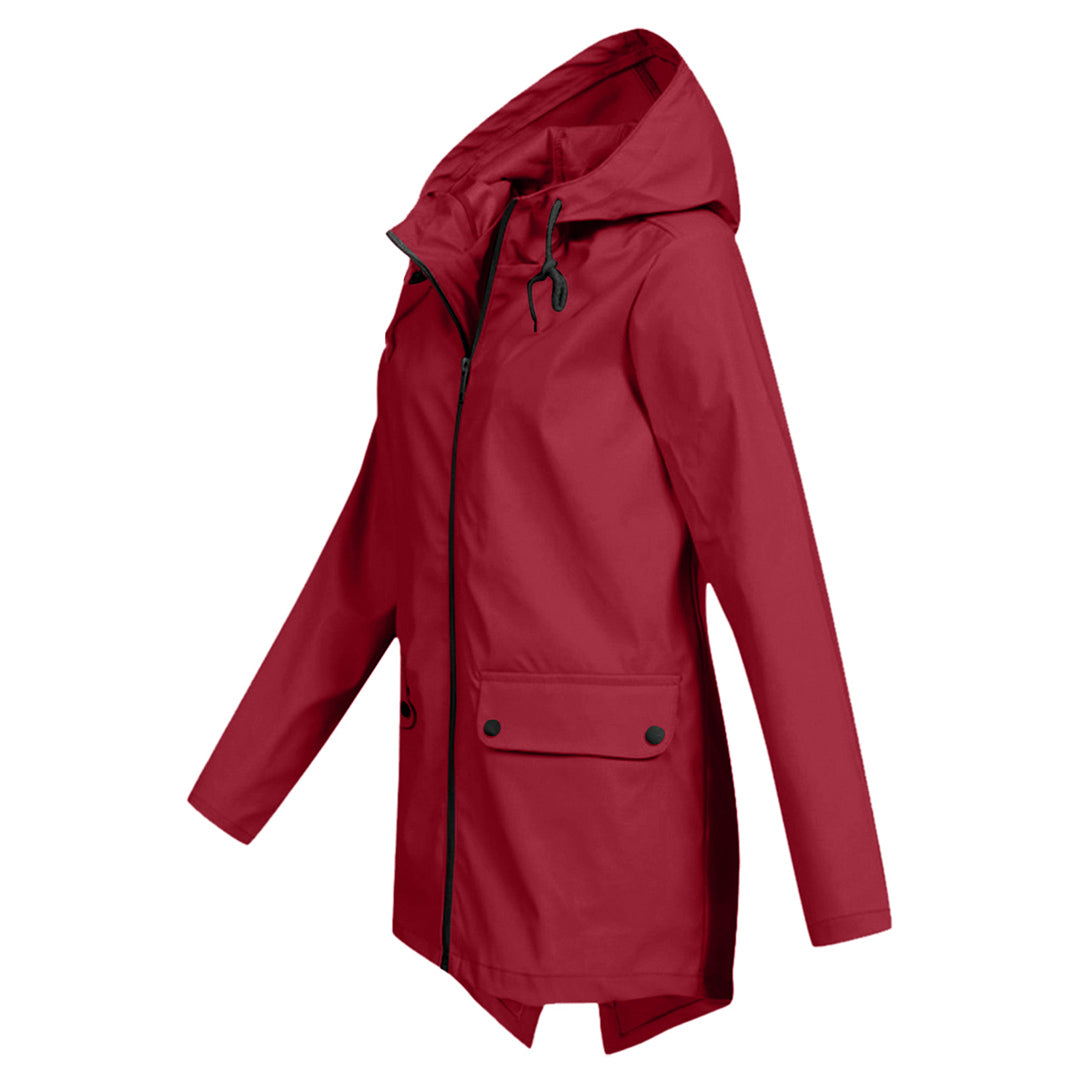 Chaqueta impermeable de longitud media para mujer