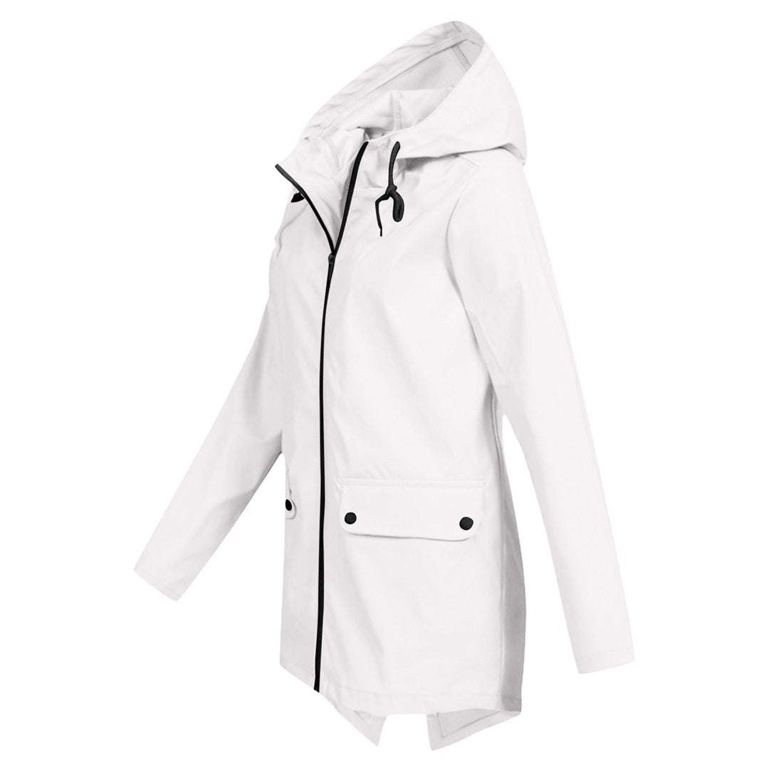 Chaqueta impermeable de longitud media para mujer