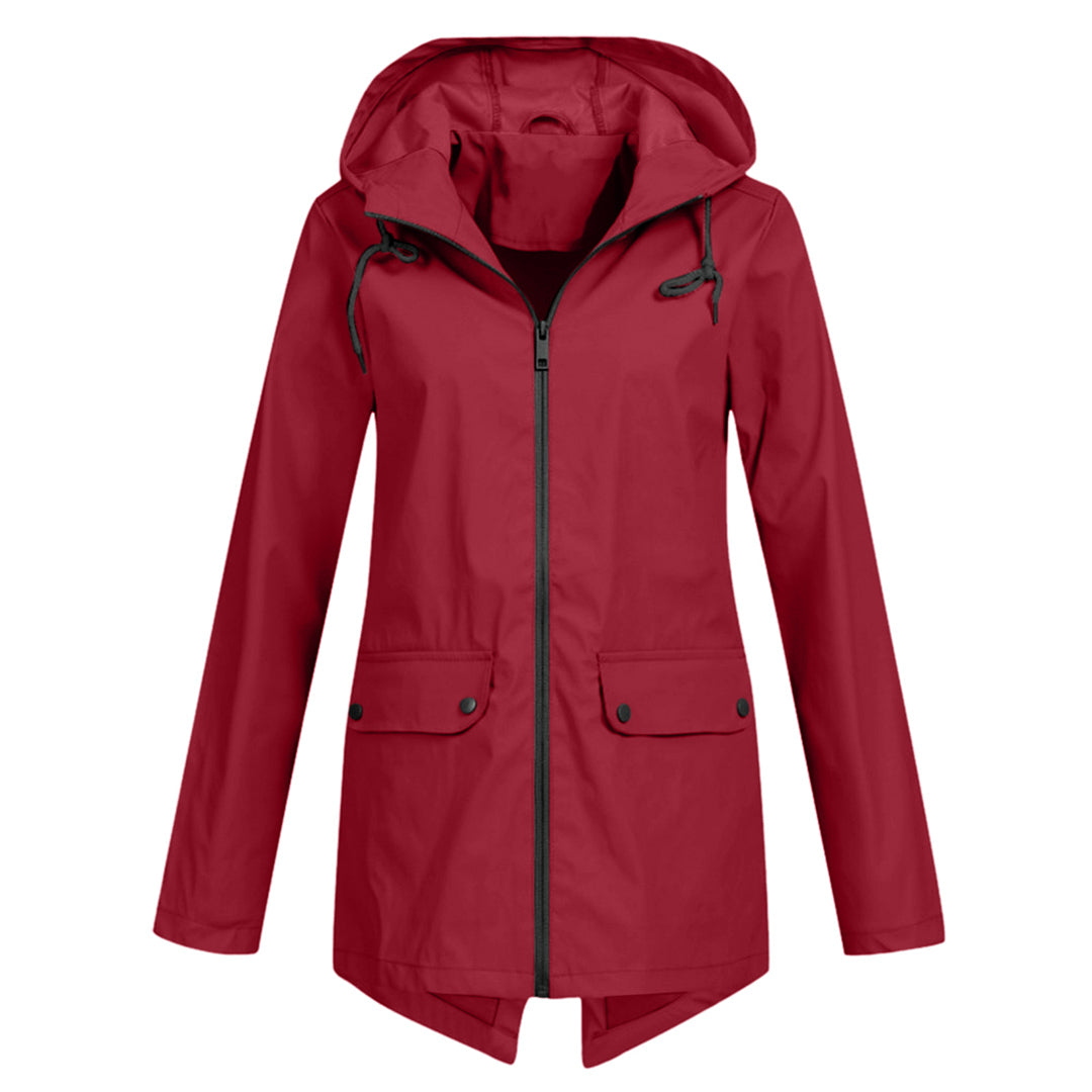 Chaqueta impermeable de longitud media para mujer