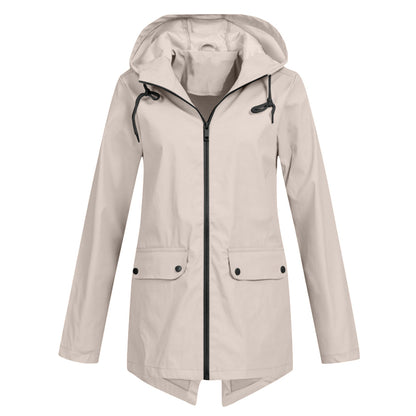Chaqueta impermeable de longitud media para mujer