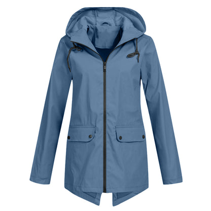 Chaqueta impermeable de longitud media para mujer