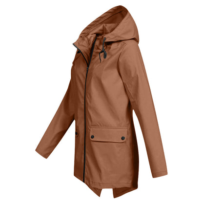 Chaqueta impermeable de longitud media para mujer