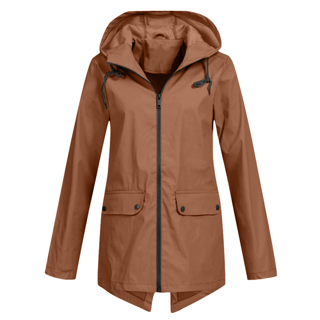 Chaqueta impermeable de longitud media para mujer