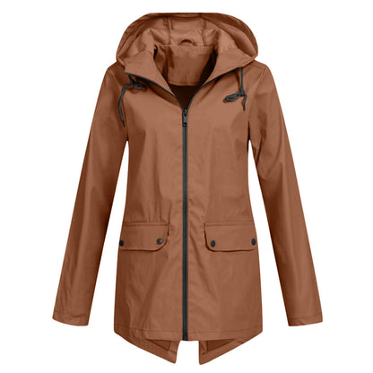 Chaqueta impermeable de longitud media para mujer