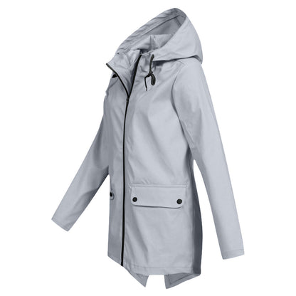 Chaqueta impermeable de longitud media para mujer