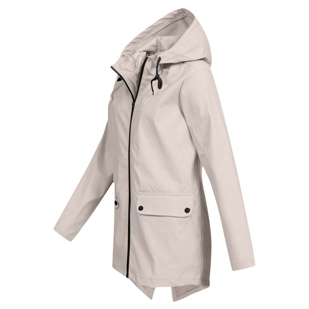 Chaqueta impermeable de longitud media para mujer