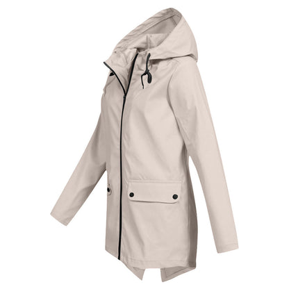 Chaqueta impermeable de longitud media para mujer