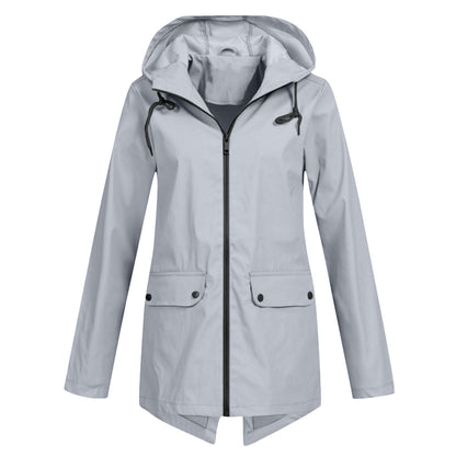Chaqueta impermeable de longitud media para mujer