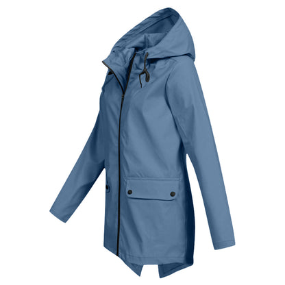Chaqueta impermeable de longitud media para mujer
