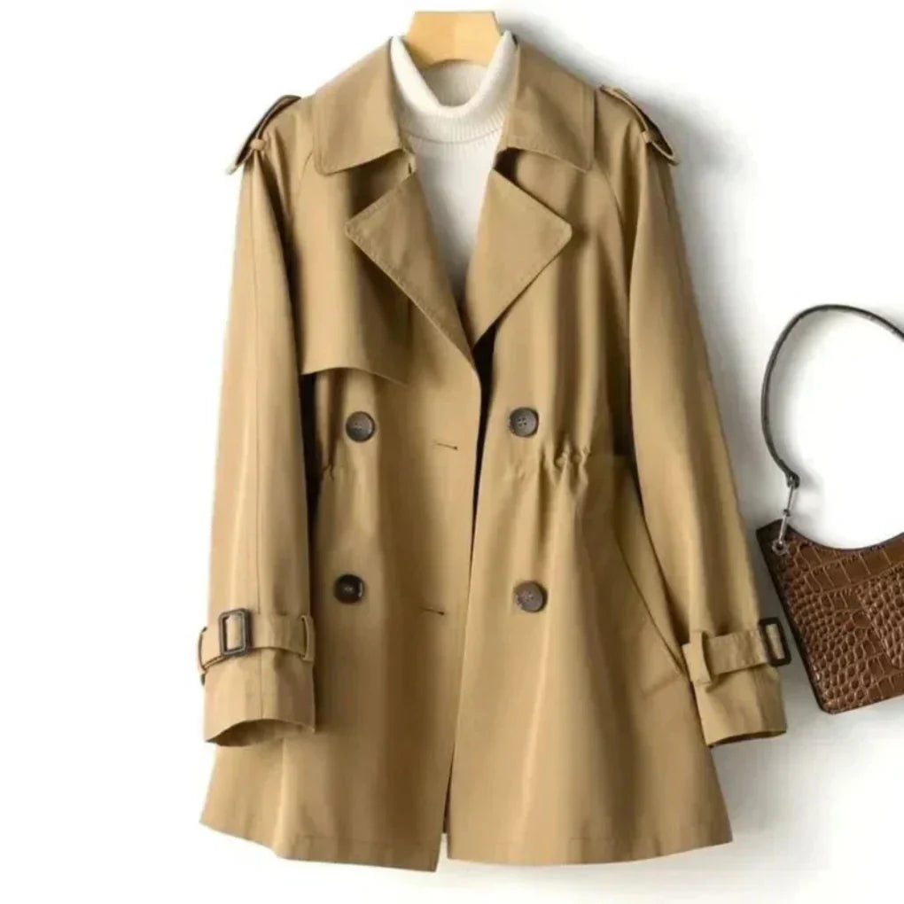 Trench Coat Doble Botón Clásico para Mujeres