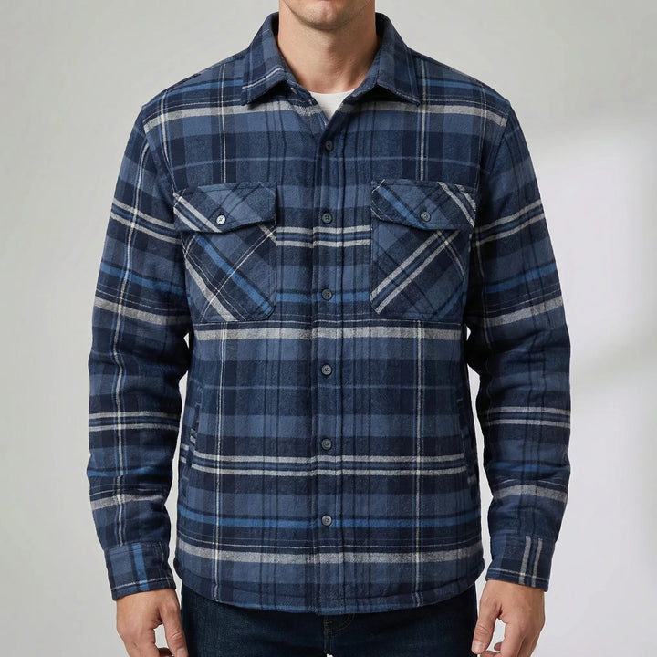 Flandrex - Chaqueta tipo camisa a cuadros con forro polar para hombre