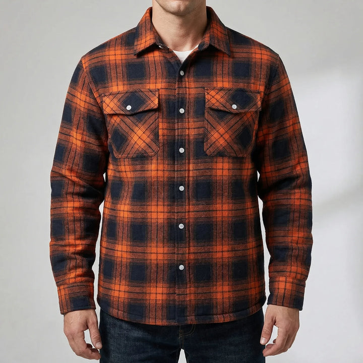 Flandrex - Chaqueta tipo camisa a cuadros con forro polar para hombre