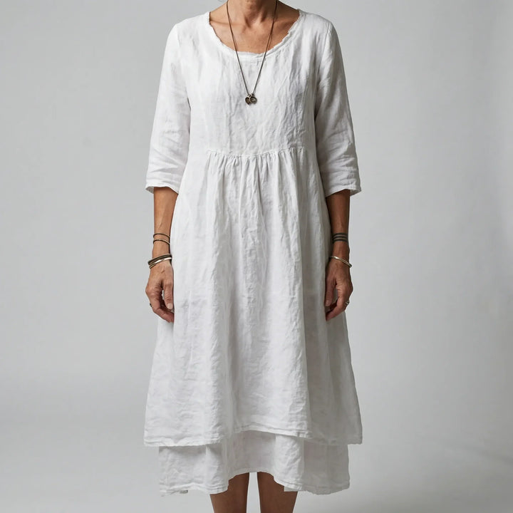Fleurwyn - Vestido midi holgado con costura en la cintura