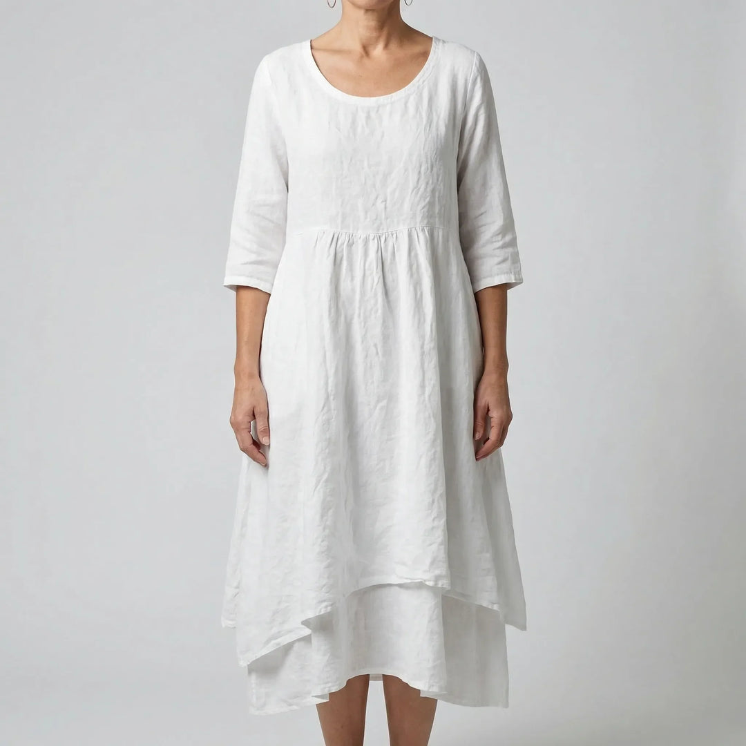 Fleurwyn - Vestido midi holgado con costura en la cintura