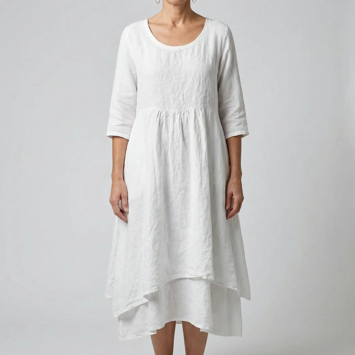 Fleurwyn - Vestido midi holgado con costura en la cintura