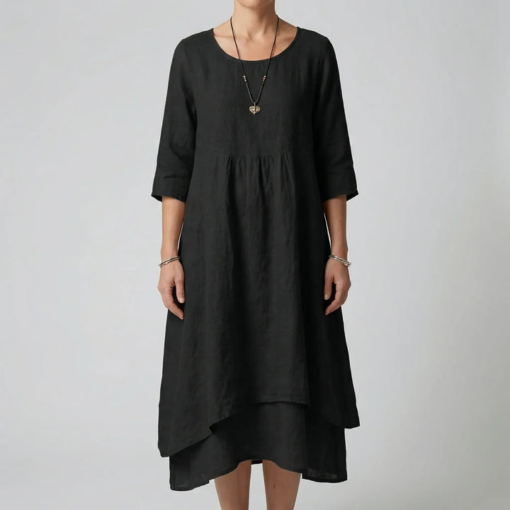 Fleurwyn - Vestido midi holgado con costura en la cintura