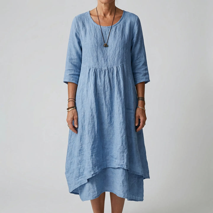 Fleurwyn - Vestido midi holgado con costura en la cintura