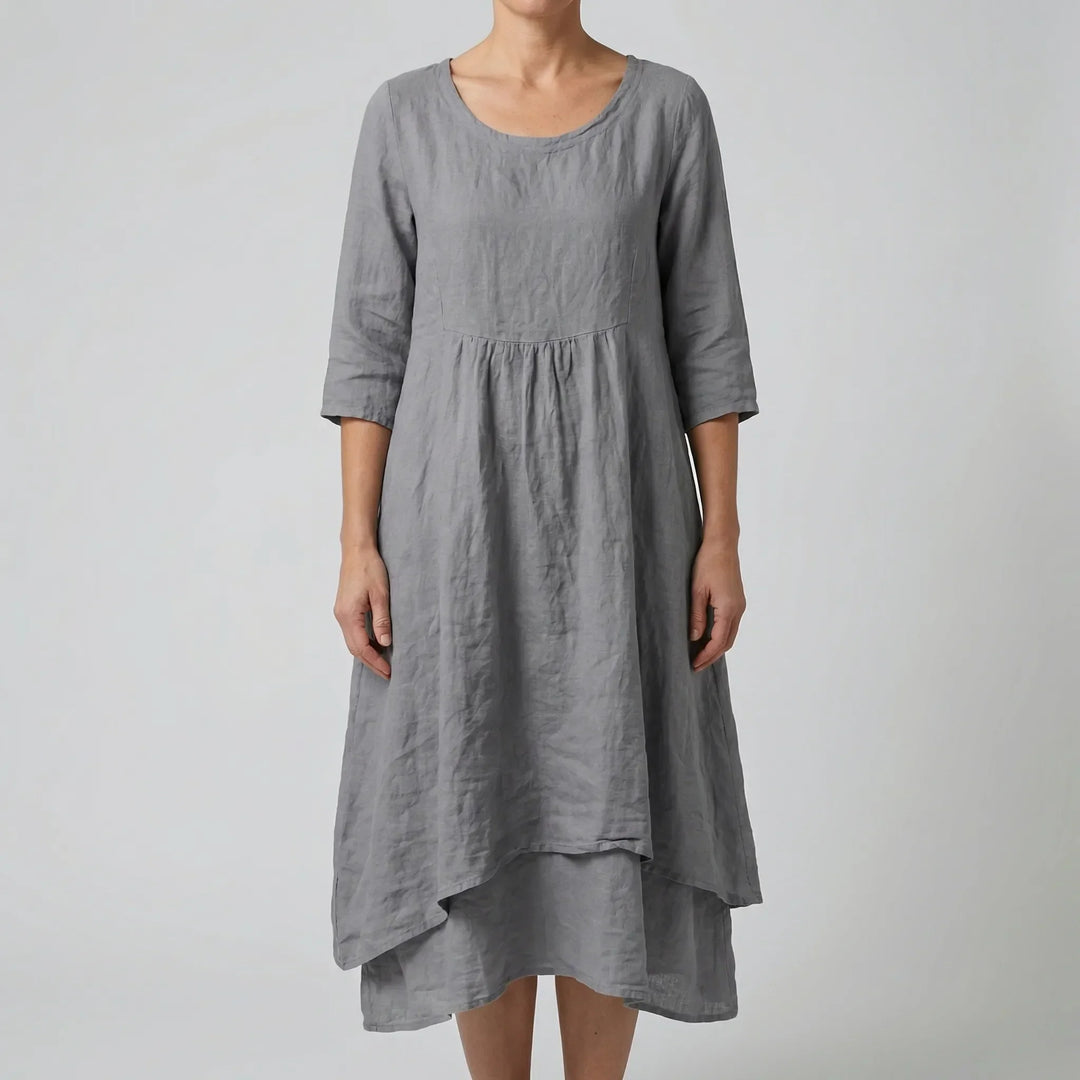 Fleurwyn - Vestido midi holgado con costura en la cintura
