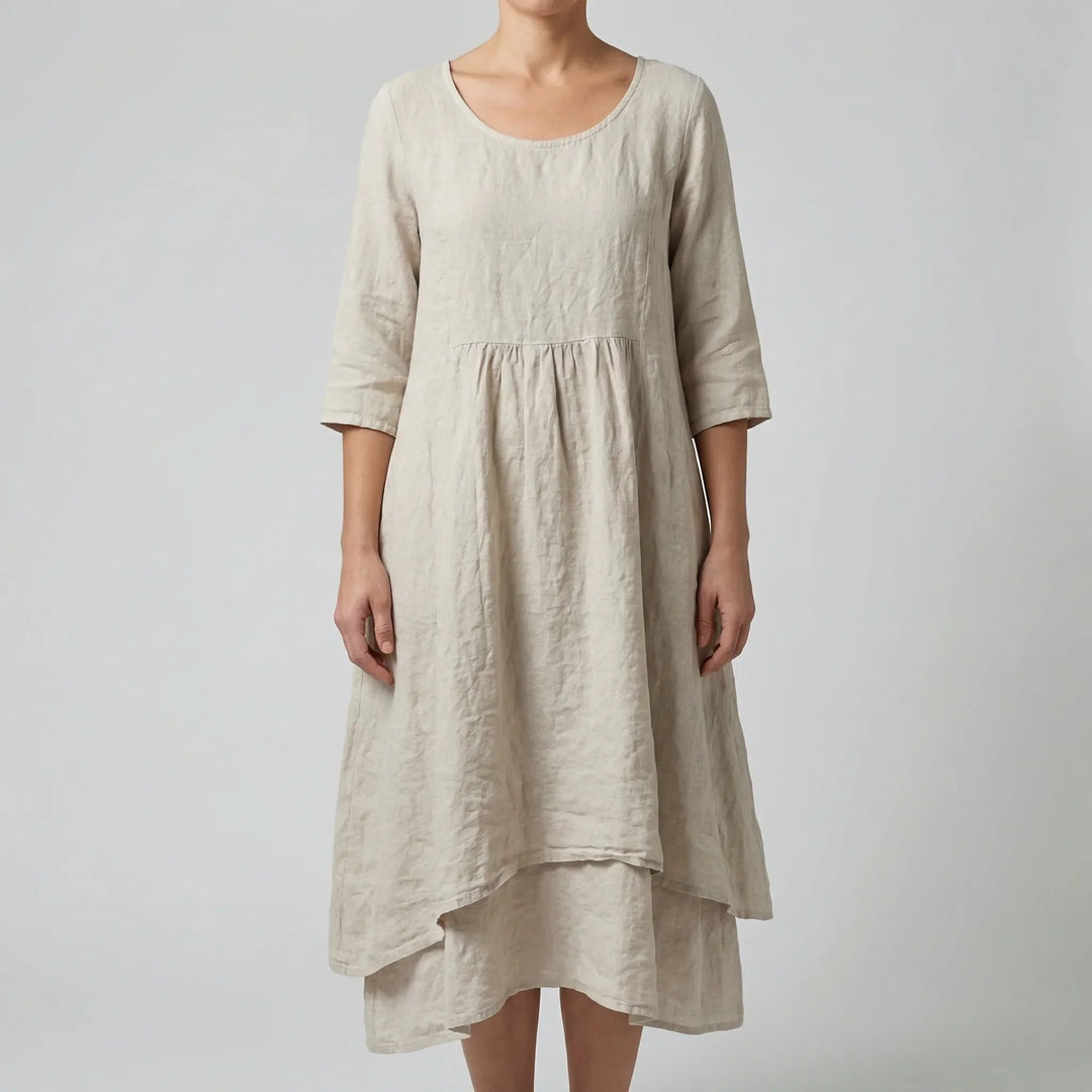 Fleurwyn - Vestido midi holgado con costura en la cintura