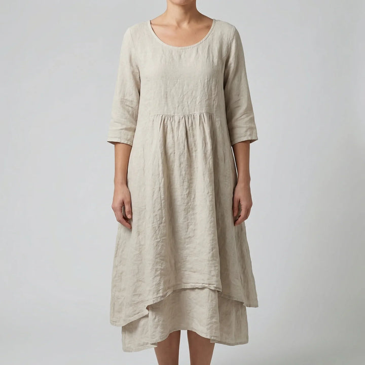 Fleurwyn - Vestido midi holgado con costura en la cintura