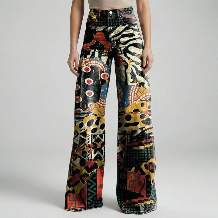 Florива - Pantalones largos estampados de pierna ancha