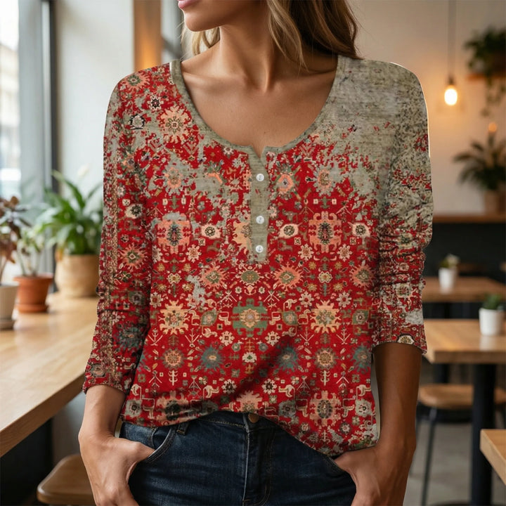 Floraxis - Top bohemio estampado de manga larga