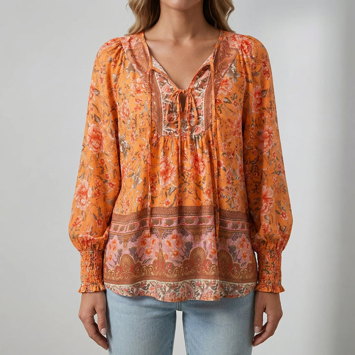 Florindra - Blusa boho con estampado floral