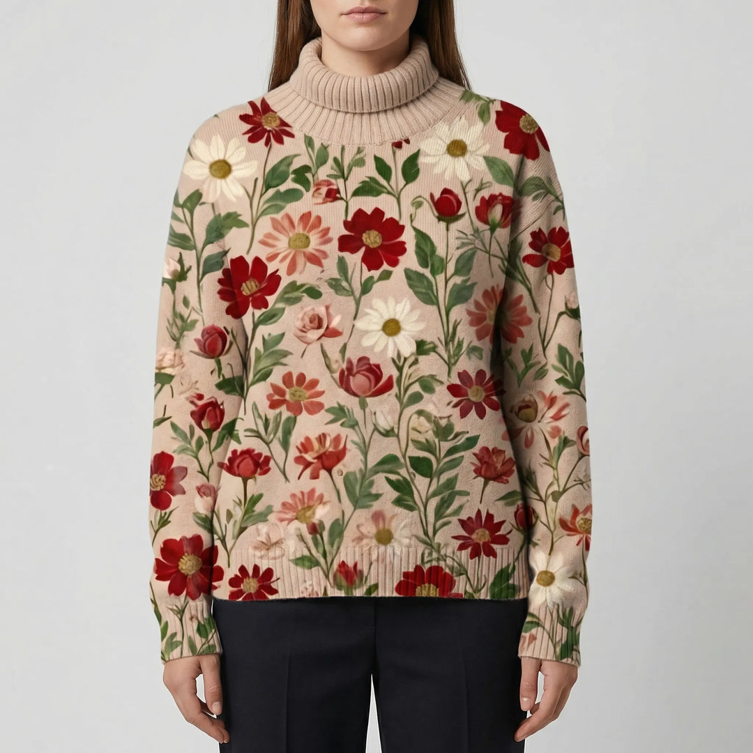 Florwick - Jersey de cuello alto con estampado floral