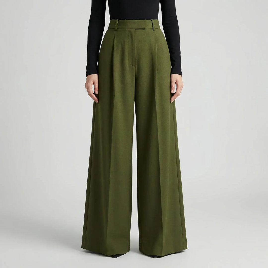 Flowana - Pantalones de talle alto, acampanados y de pierna ancha