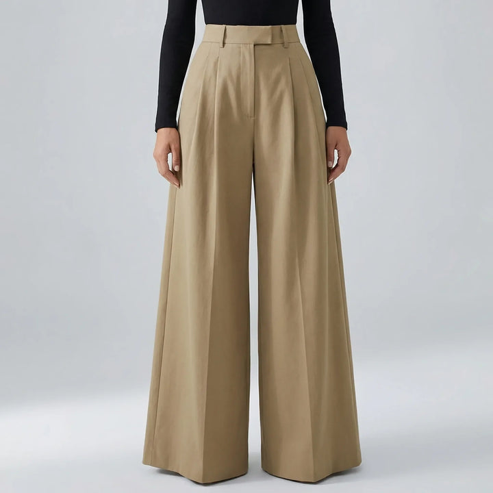 Flowvia - Pantalones largos de talle alto y pierna ancha