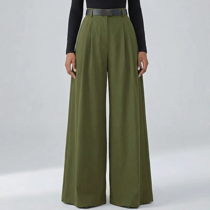 Flowvia - Pantalones largos de talle alto y pierna ancha