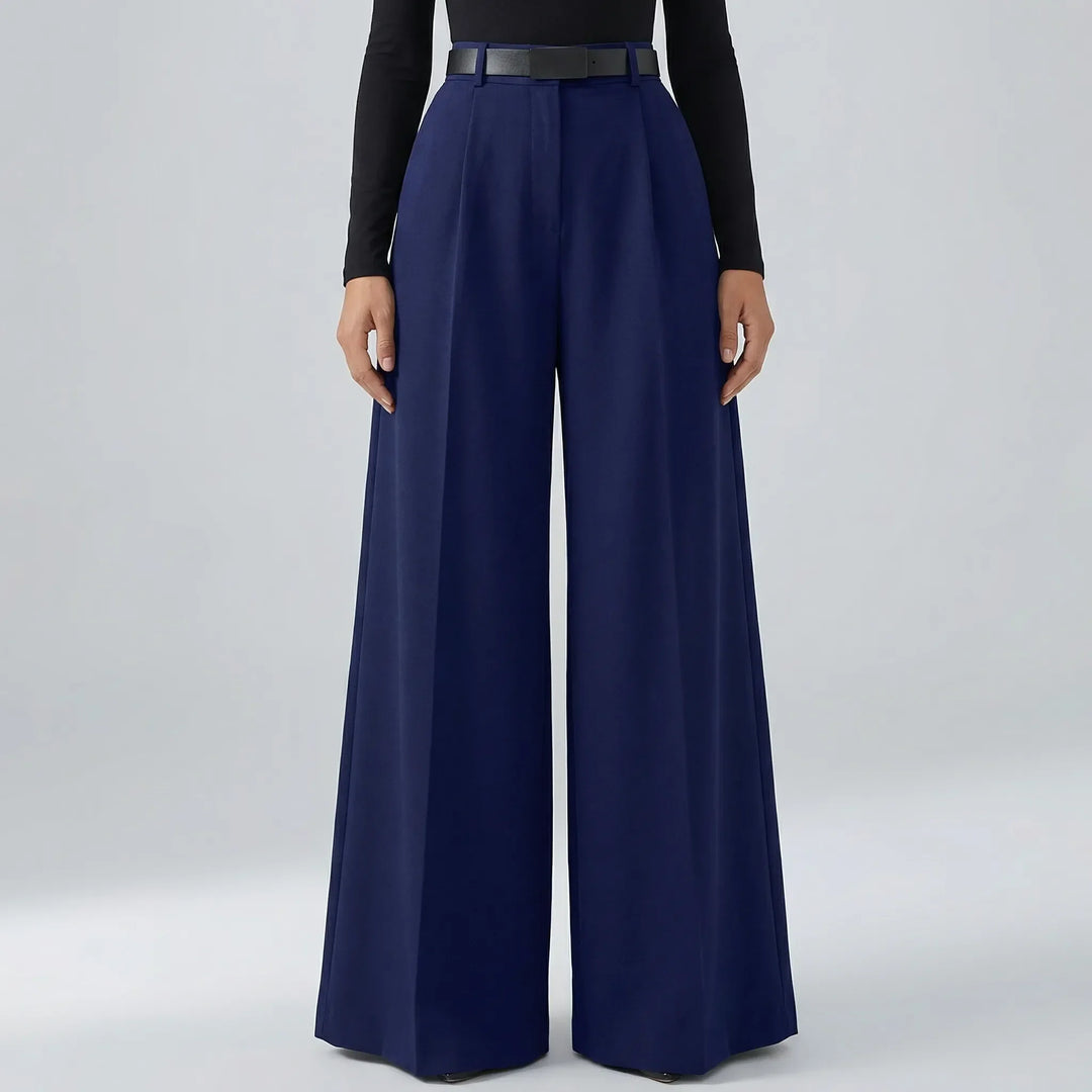 Flowvia - Pantalones largos de talle alto y pierna ancha