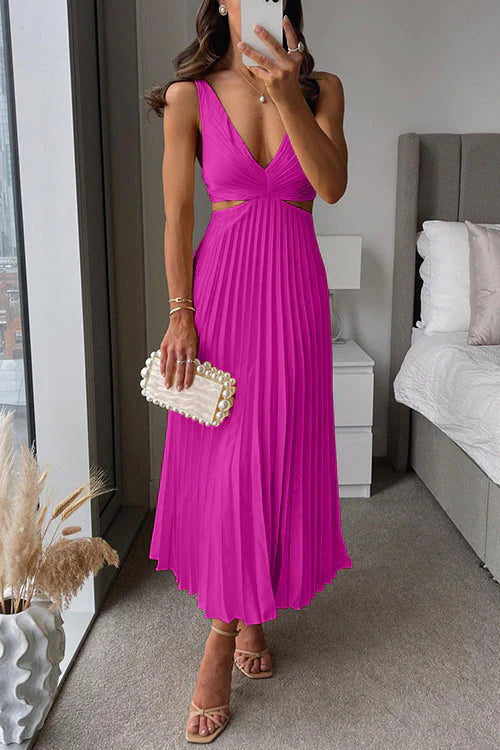 Maxivestido plisado de mujer