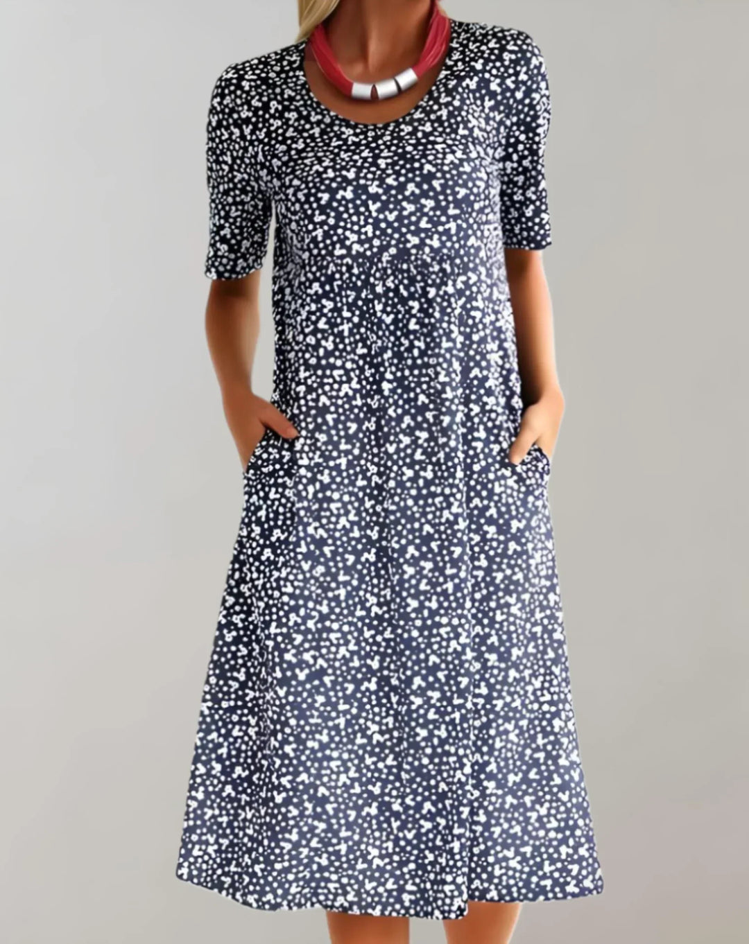 Vestido informal ligero de cuello en V para mujer