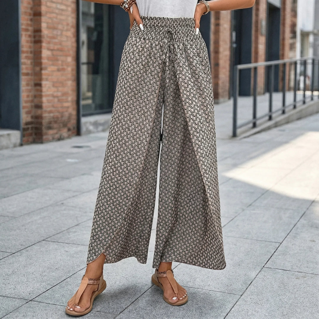 Geovara - Pantalones estampados de talle alto y pierna ancha