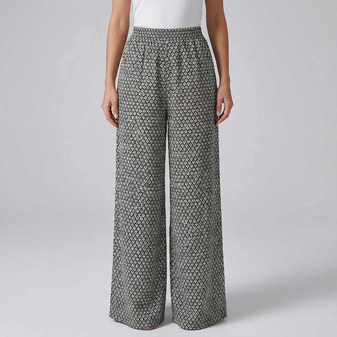 Geovara - Pantalones estampados de talle alto y pierna ancha