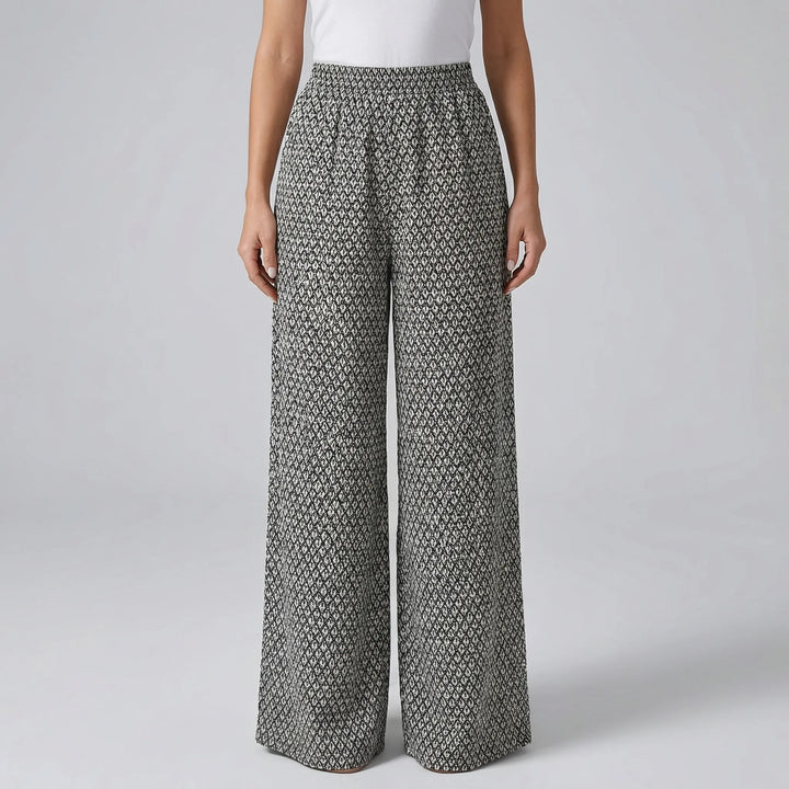 Geovara - Pantalones estampados de talle alto y pierna ancha