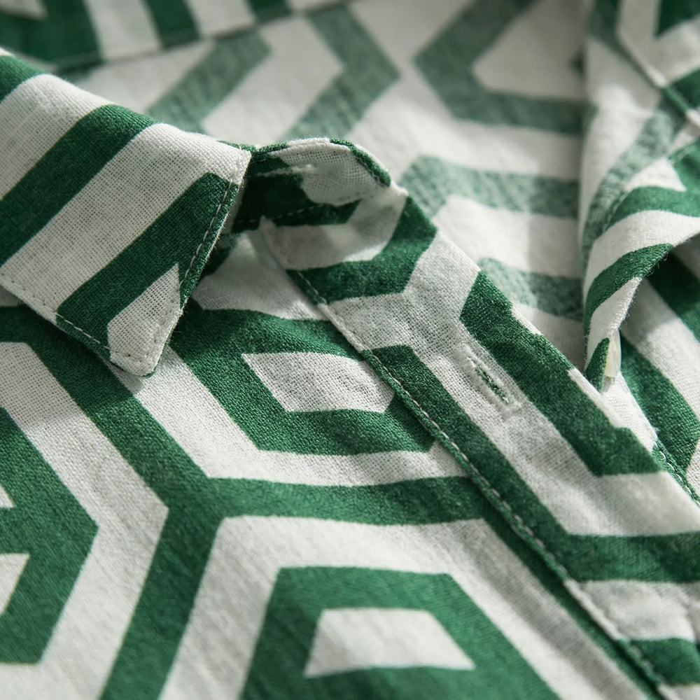 Geovella - Vestido midi de manga larga con estampado geométrico