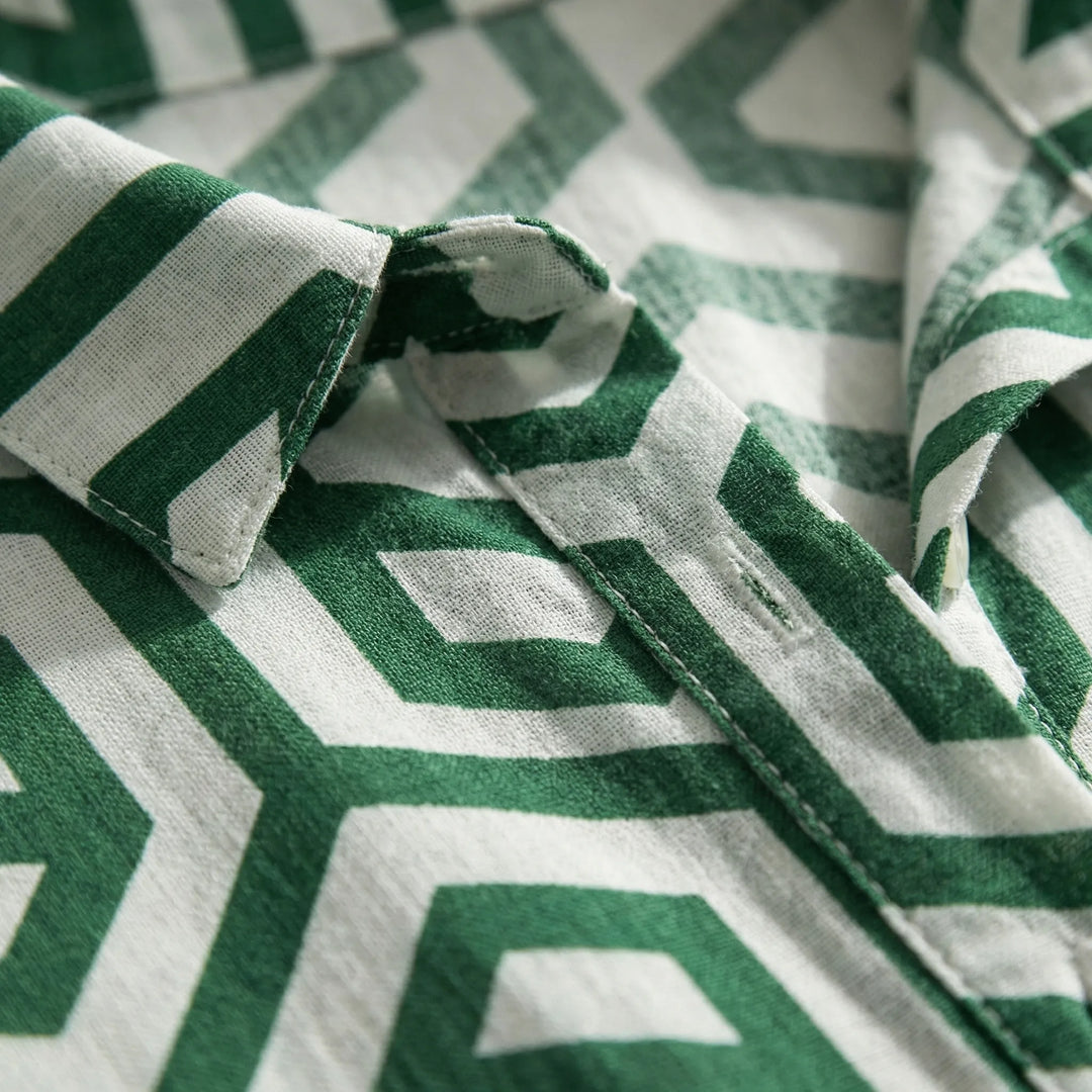 Geovella - Vestido midi de manga larga con estampado geométrico