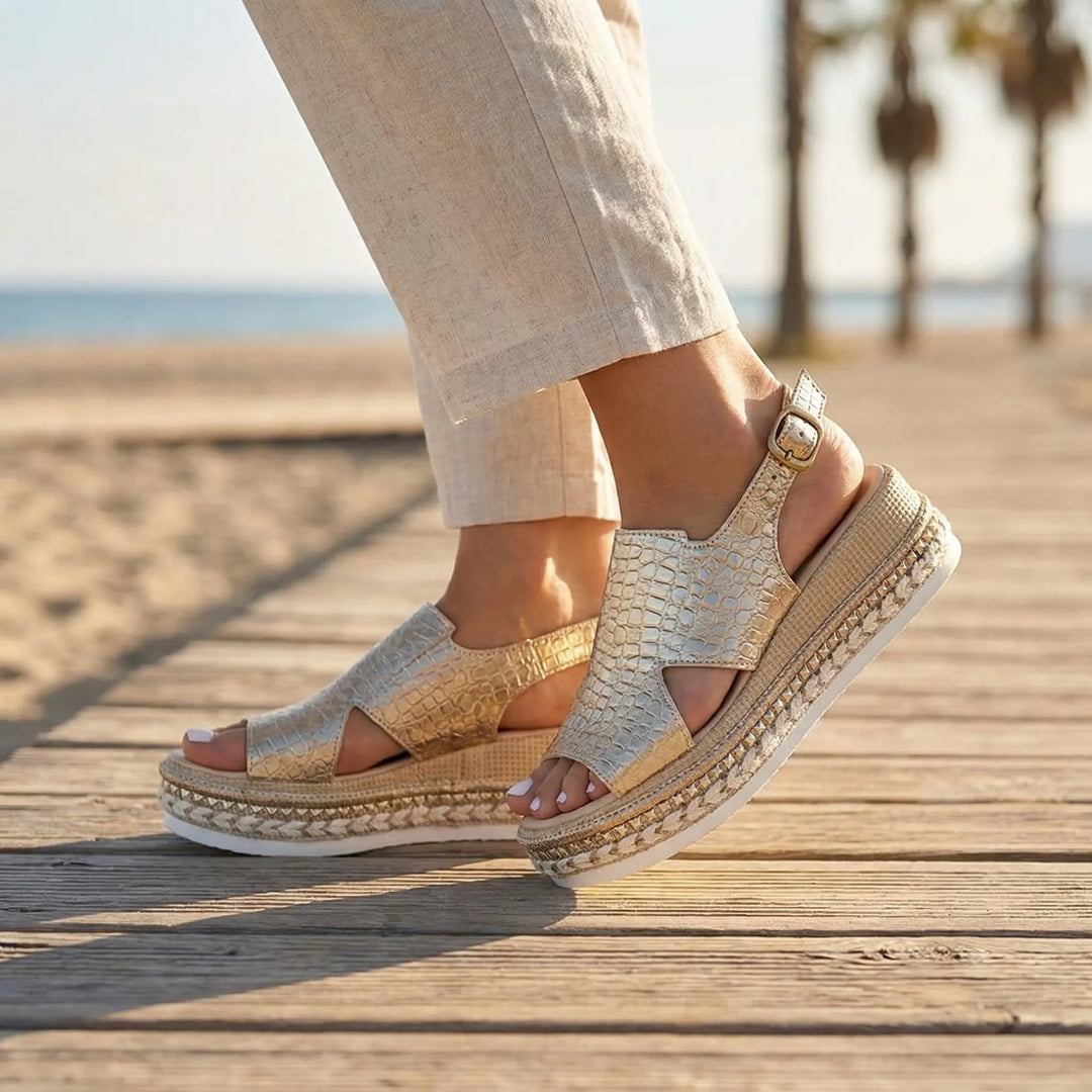 Glimmera - Sandalia de plataforma con tira trasera para mujer