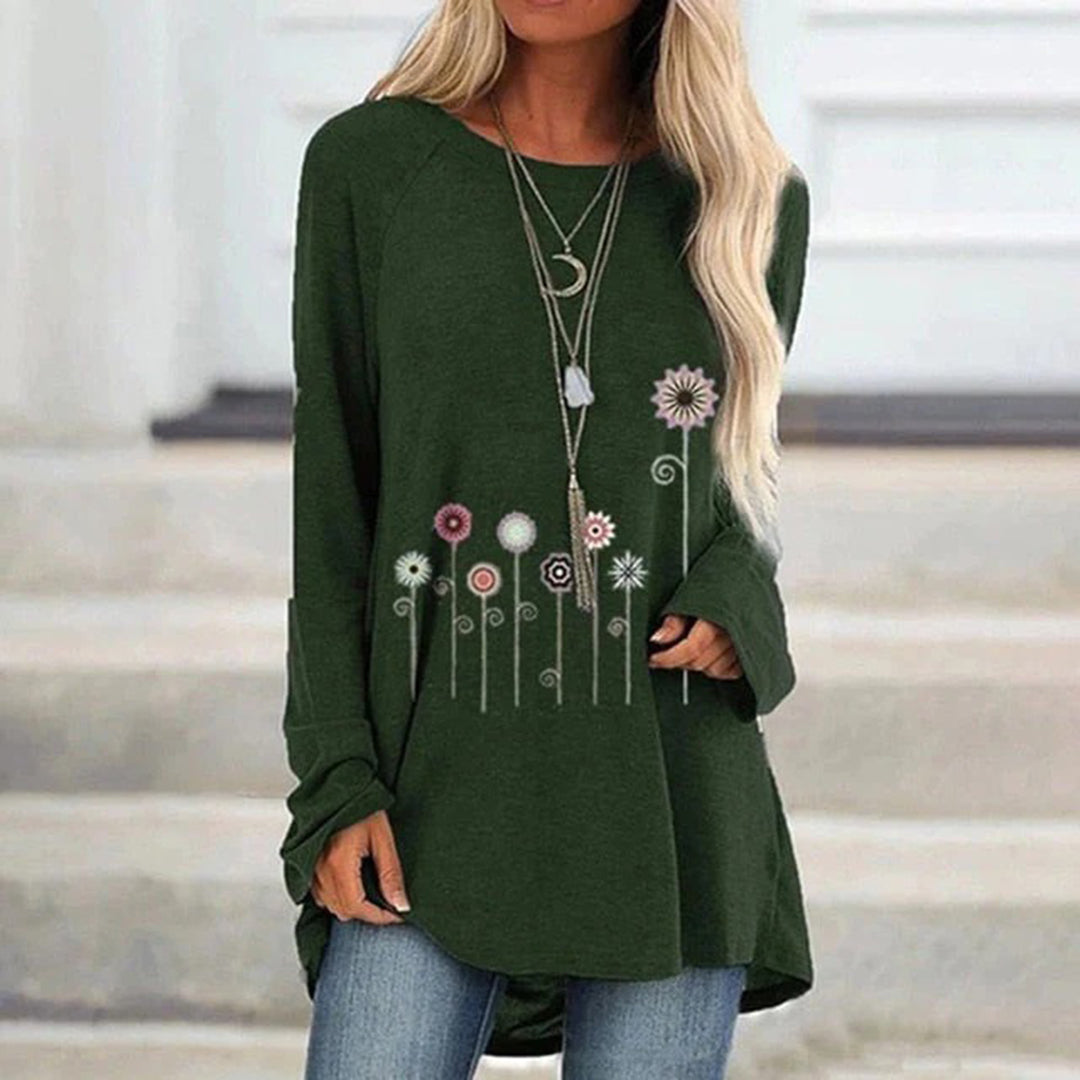 Sudadera con bordado floral en 3D: textura suave y elegancia sutil