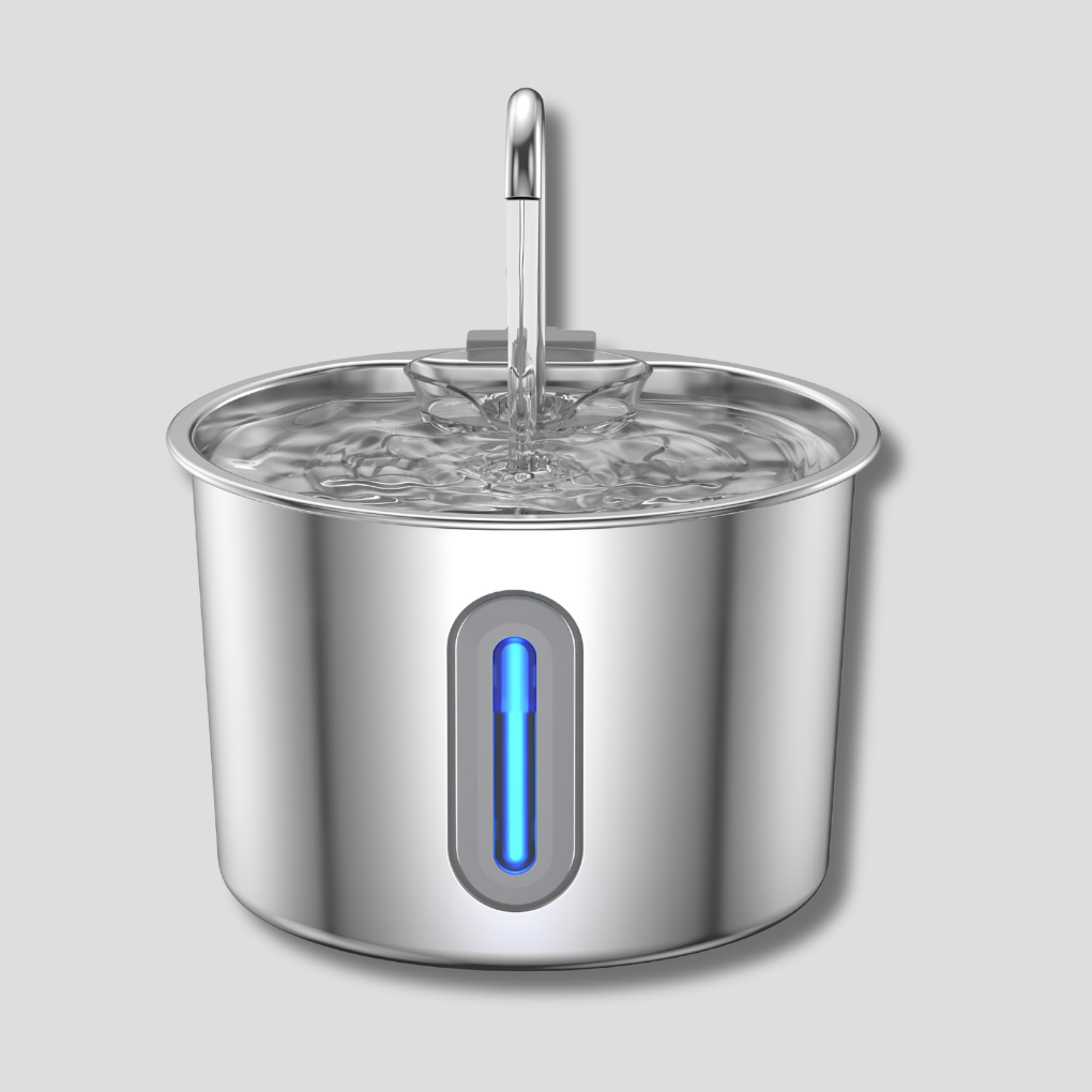 Fuente de agua de acero inoxidable para gatos y perros pequeños