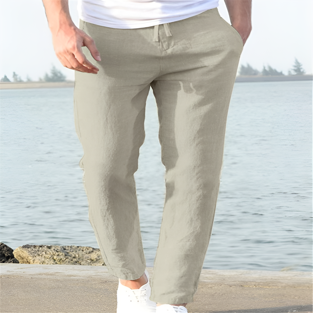 Pantalones de lino para hombre, estilo casual para días cálidos