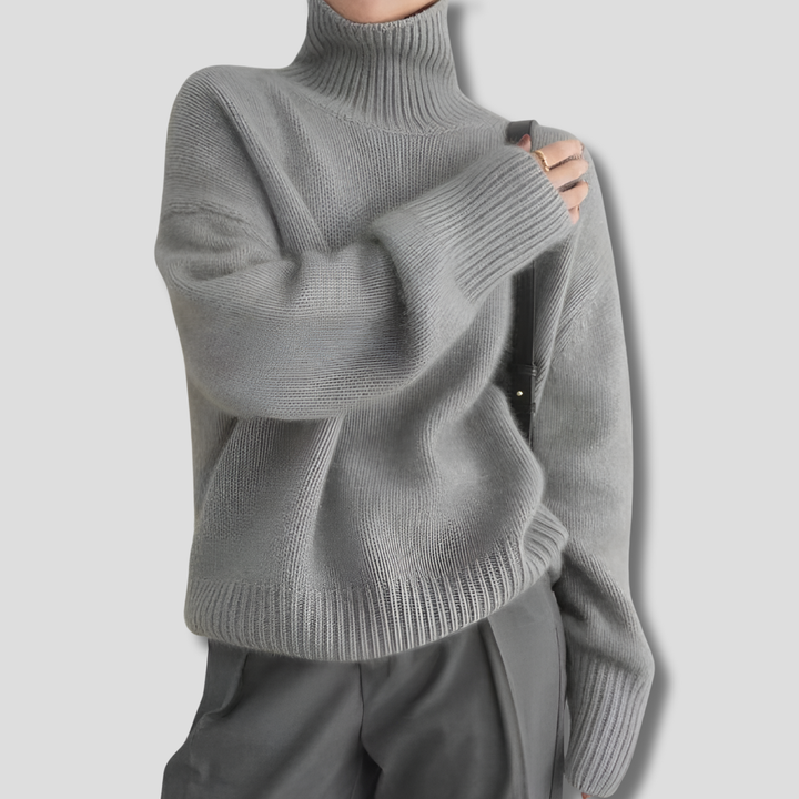 Jersey de invierno grueso para mujer, de tacto similar a la lana fina, con cuello alto