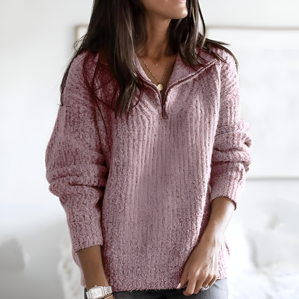 Suéter de media cremallera para mujer