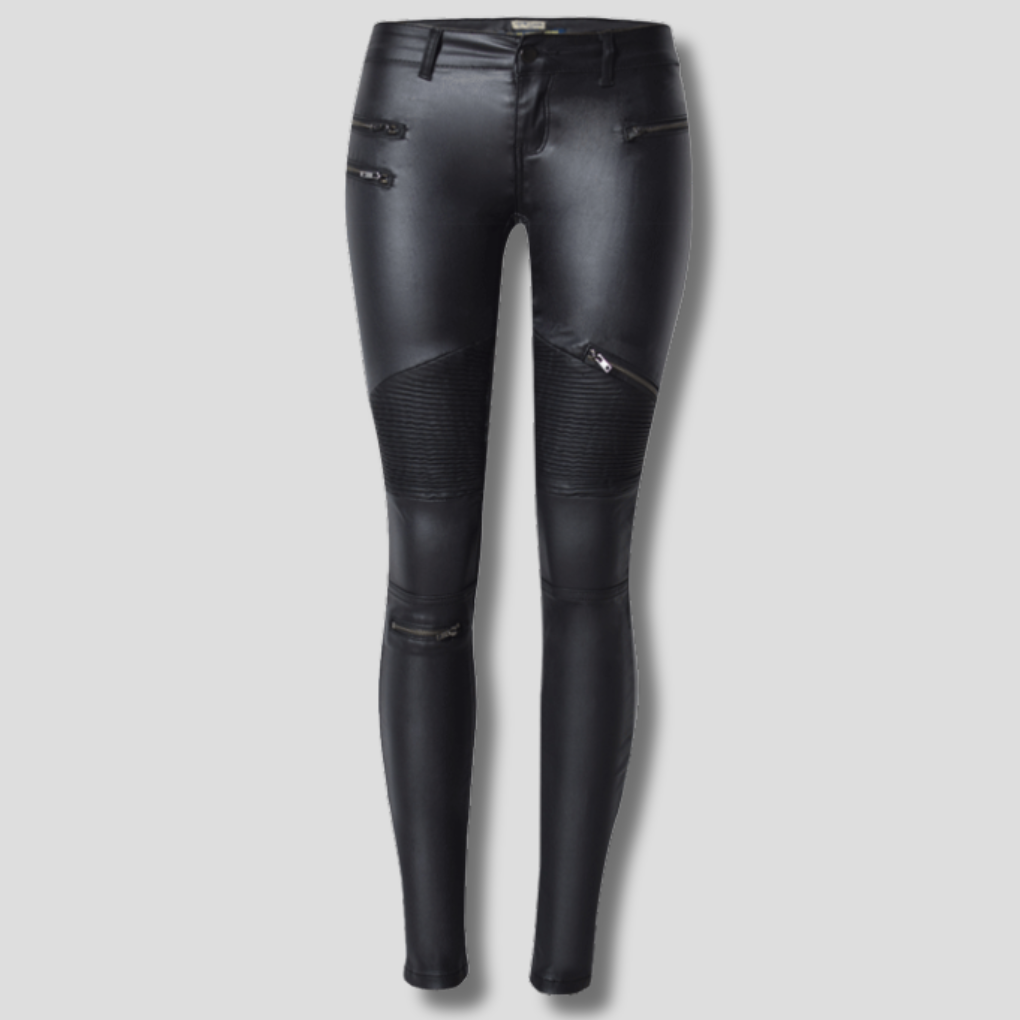 Pantalones ajustados de piel sintética para mujer