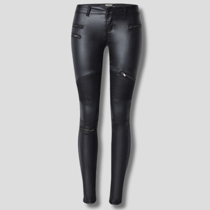 Pantalones ajustados de piel sintética para mujer