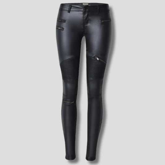 Pantalones ajustados de piel sintética para mujer