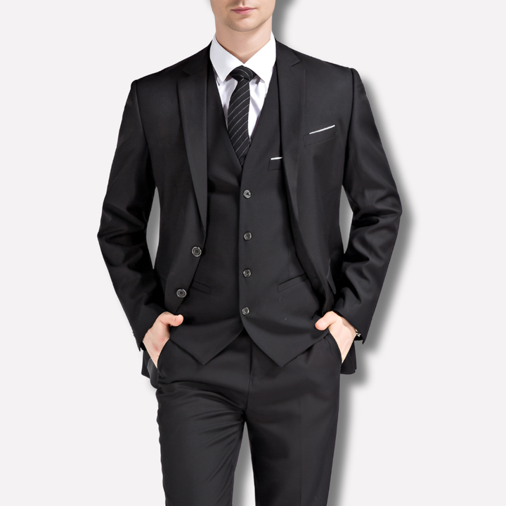 Traje de tres piezas negro para hombre