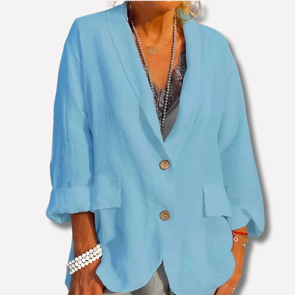 Blazer de lino de corte holgado para mujer
